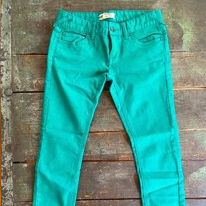 Green skinny jeans, perfect for St Patricks!